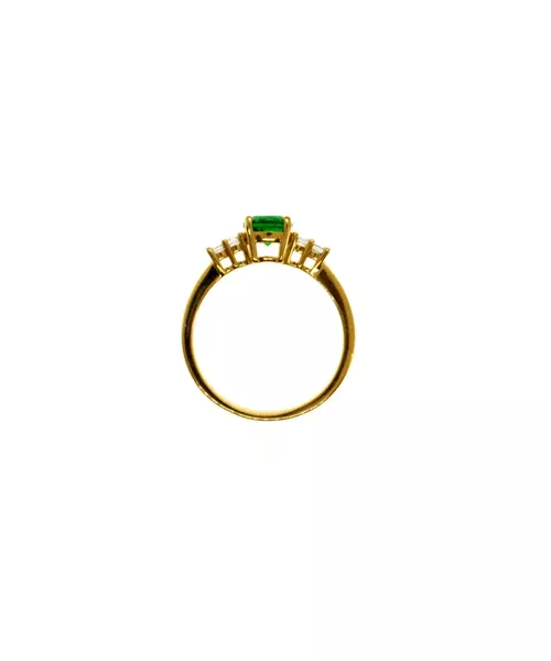 Silver 925 Gold plated ring - Main stone Green with zircons