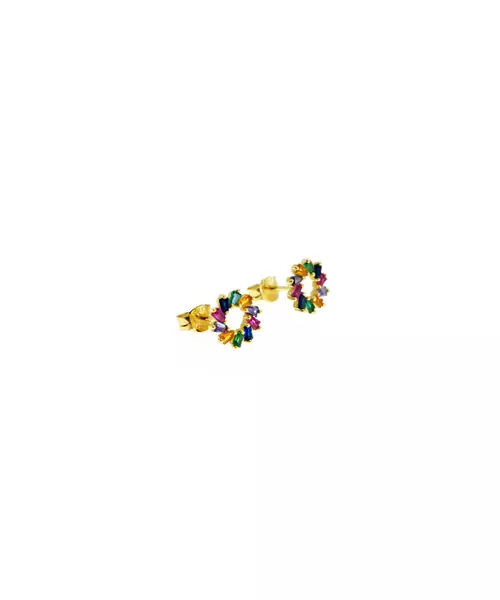 Baguette Circles multicolored - Silver 925 & Gold Plated - Sterling Silver 925