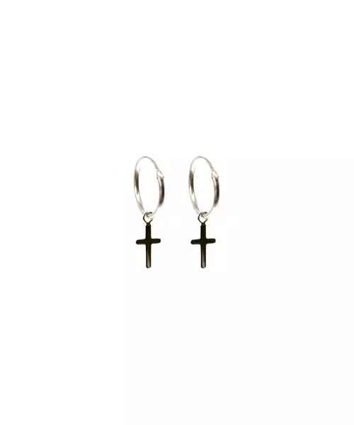 Silver 925 - Small Hoops with cross