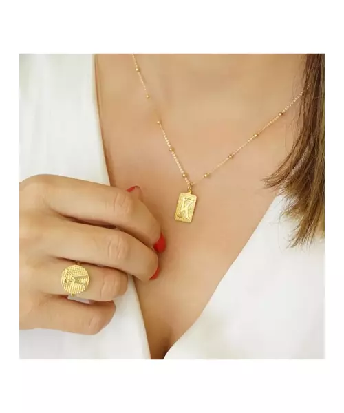 Necklace Initial- Silver 925 Gold Plated - 50 cm