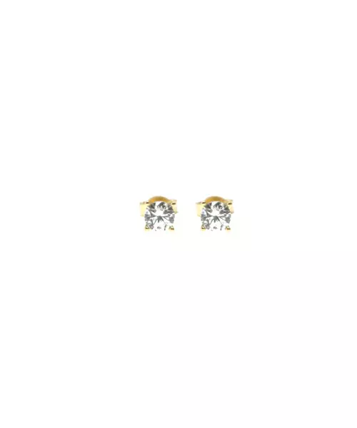 Studs Earrings with 5mm Zircons - 9ct Gold and White Gold