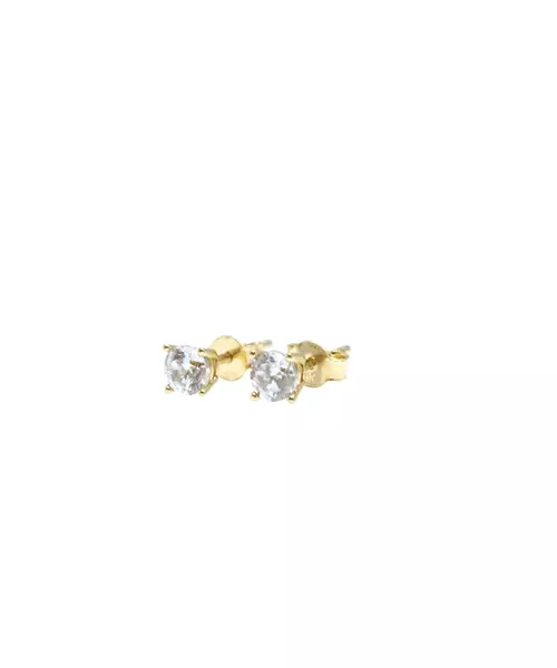 Studs Earrings with 4mm Zircons - 9ct Gold