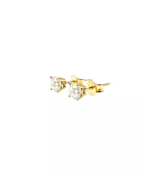 Studs Earrings with 5mm Zircons - 9ct Gold and White Gold