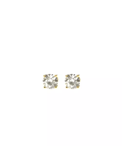 Studs Earrings with 6mm Zircons - 9ct Gold and White Gold