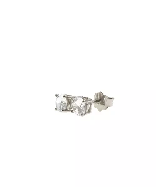 Studs Earrings with 6mm Zircons - 9ct Gold and White Gold