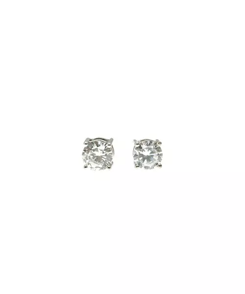 Studs Earrings with 6mm Zircons - 9ct Gold and White Gold