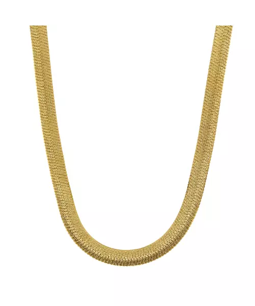 Diamond Cut Necklace Flat Snake - Silver 925 - Yellow Gold Plated