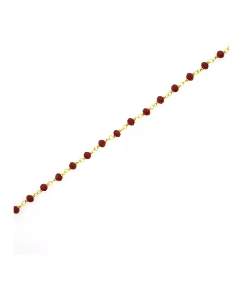 Rosary Red Stones Anklet - Silver 925 Gold Plated