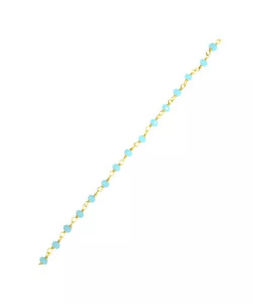 Rosary Light Blue Stones Anklet - Silver 925 Gold Plated