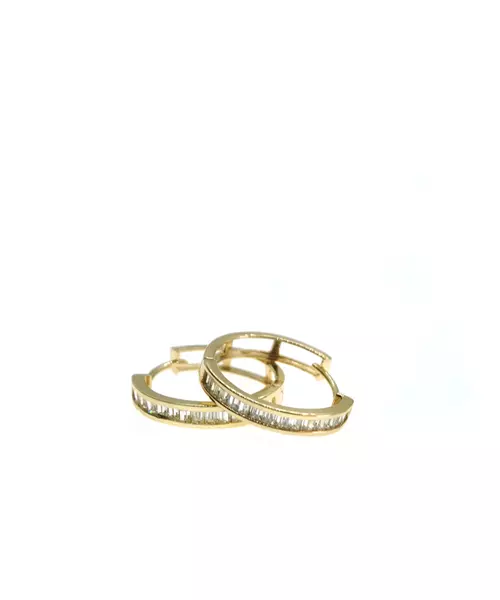 9ct Gold Hoops - Baguettes