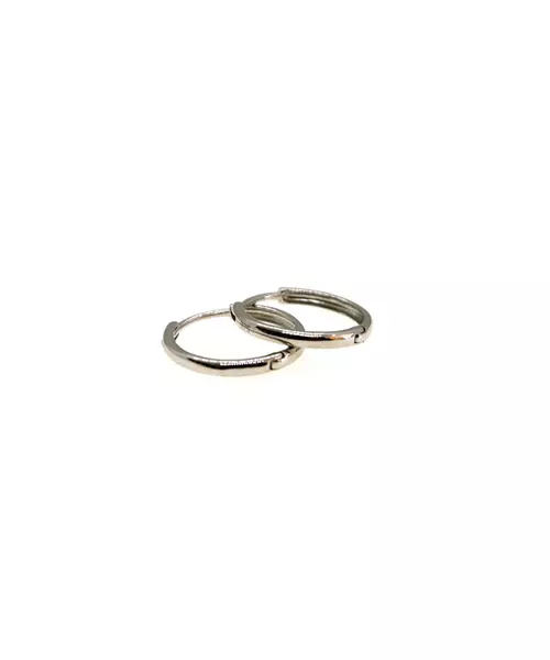 9ct White Gold Hoops - Plain Round 1.5 cm