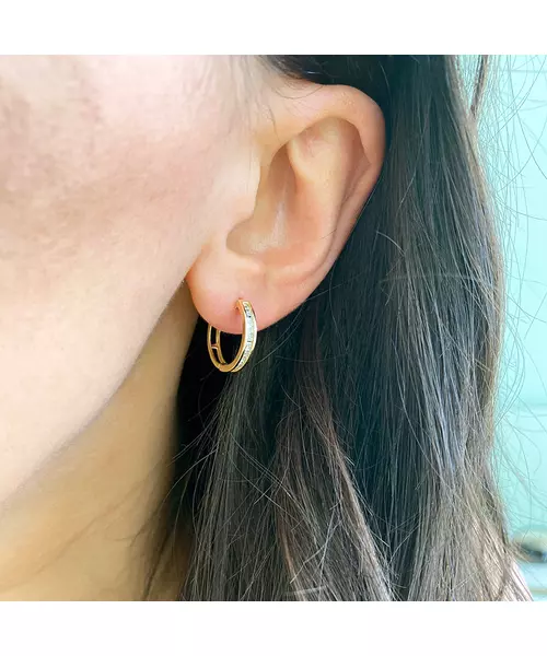 9ct Gold Hoops - Baguettes