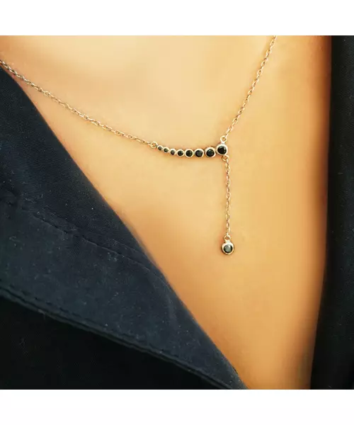 Silver 925 Necklace- black zircons