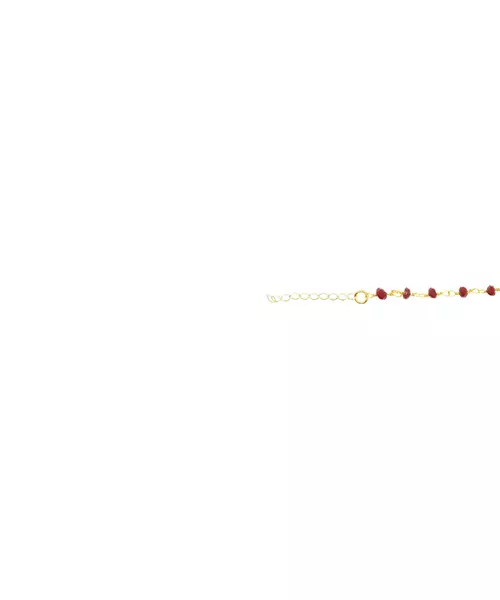 Rosary Red Stones Anklet - Silver 925 Gold Plated