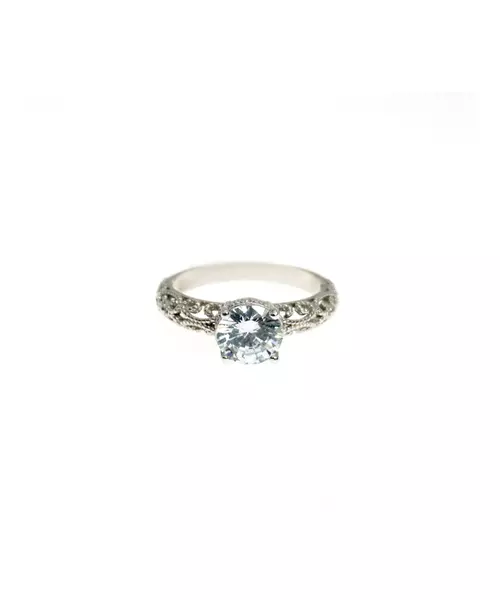 Round Brilliant Engagement Ring with Diamond Side Stones