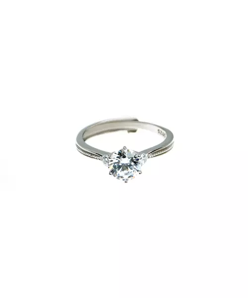 Round Brilliant Engagement Ring with Diamond Side Stones