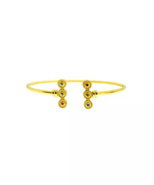 Byzantine Bracelet Silver 925 Gold Plated with three color zircon