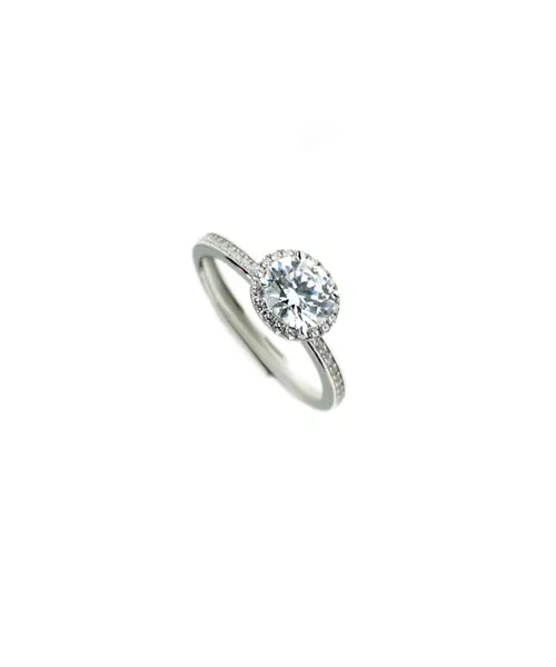 Round Brilliant Engagement Ring with Diamond Side Stones