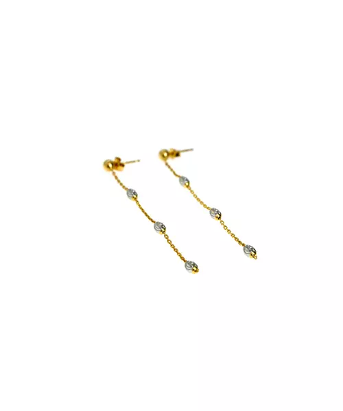 Diamond Cut 3 Balls Earrings - Silver 925 and Gold Plated