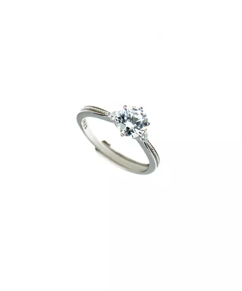 Round Brilliant Engagement Ring with Diamond Side Stones