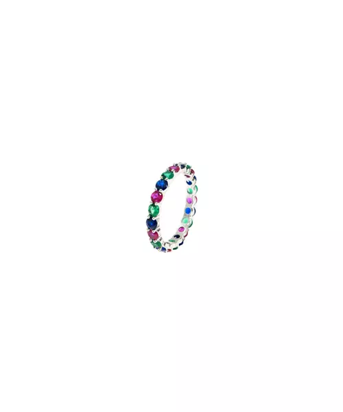 Thin Colorful Zircons Ring - Silver 925 Gold Plated