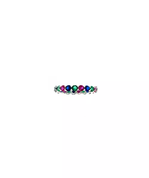 Thin Colorful Zircons Ring - Silver 925 Gold Plated