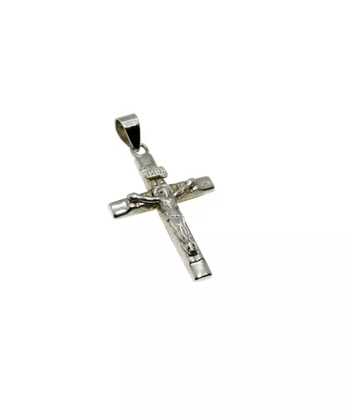 9ct White Gold Cross with Jesus Christ