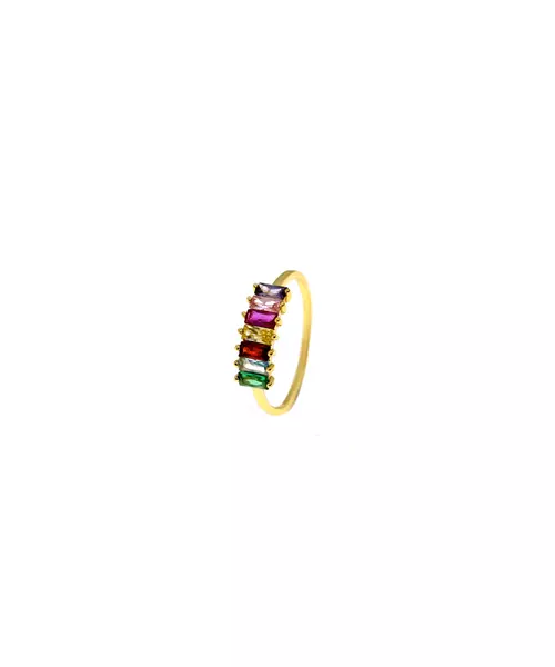 Thin 7 Stones Ring - Silver 925 and Gold Plated