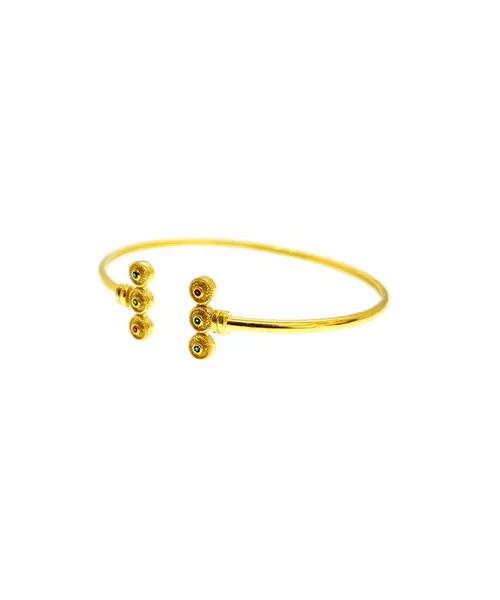 Byzantine Bracelet Silver 925 Gold Plated with three color zircon