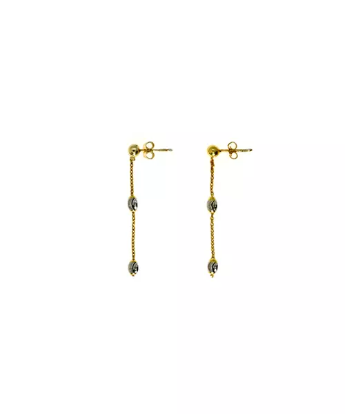 Diamond cut 2 Balls Earrings - Silver 925 and Gold Plated