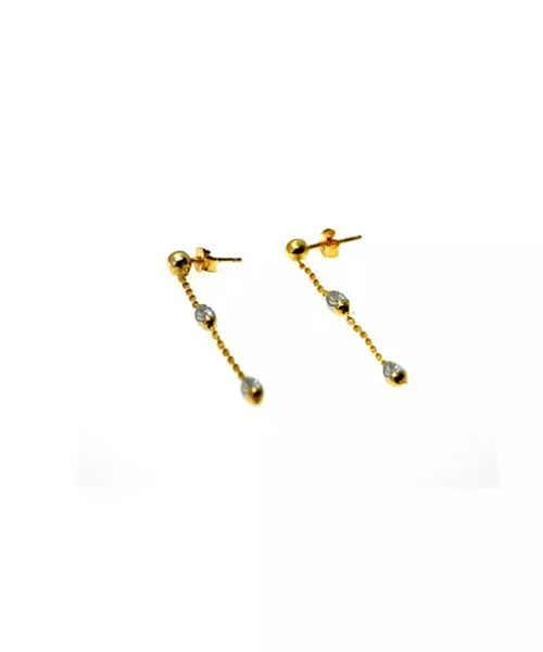 Diamond cut 2 Balls Earrings - Silver 925 and Gold Plated