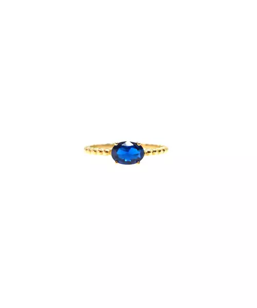 9ct Gold Ring - Oval Blue Stone