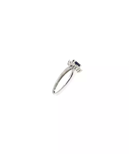 9ct White Gold Ring - Diana with blue stone