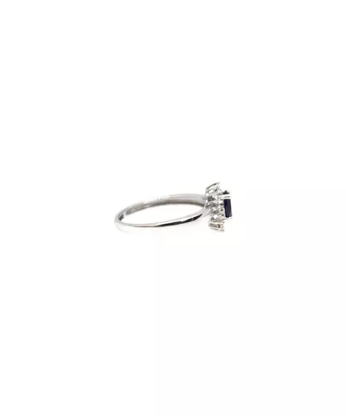 9ct White Gold Ring - Diana with blue stone