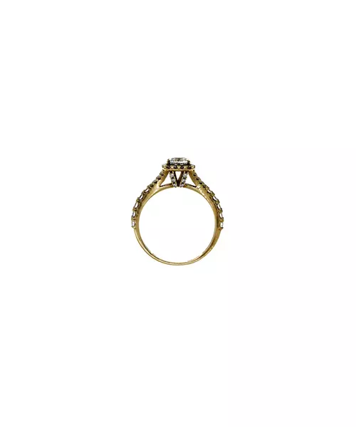 9ct Gold Ring - Cushion cut central stone