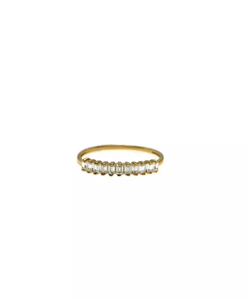 9ct Yellow Gold Baguette Ring with Zircons