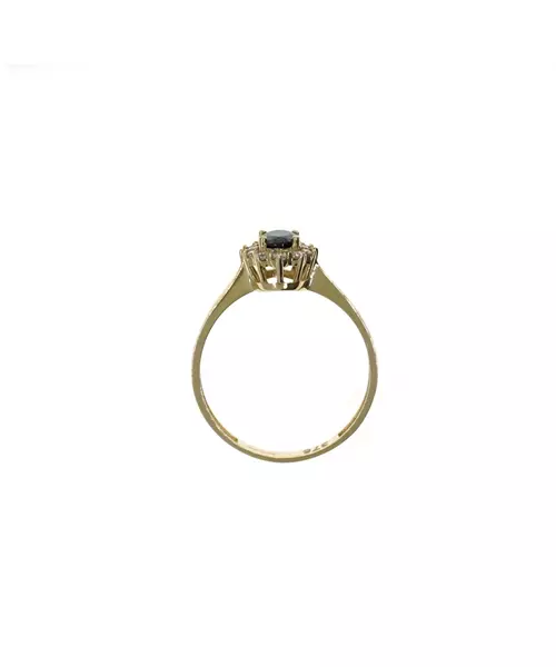 9ct Gold Ring - Diana with Black stone