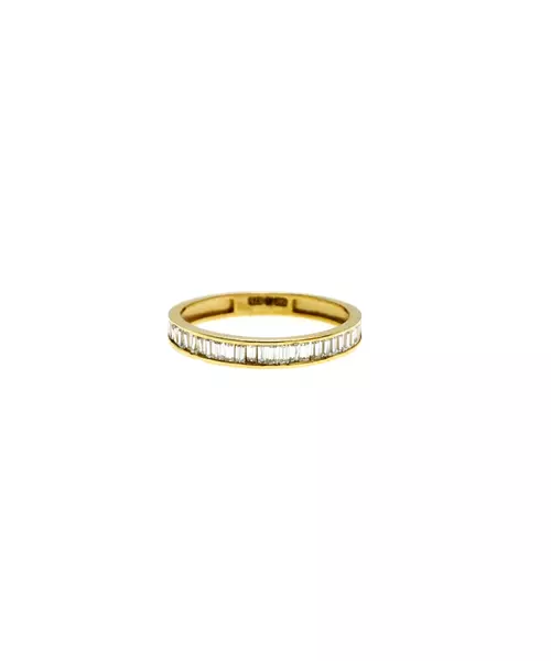 9ct Yellow Gold Baguette Ring with Zircons