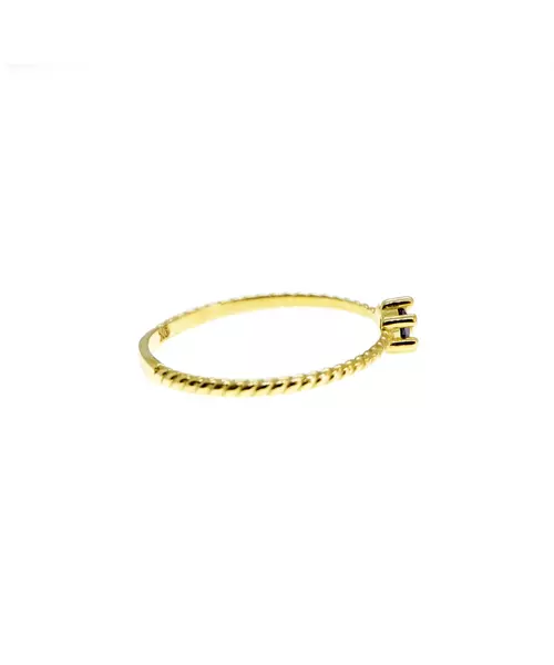 9ct Gold Twist Ring - One Purple Stone