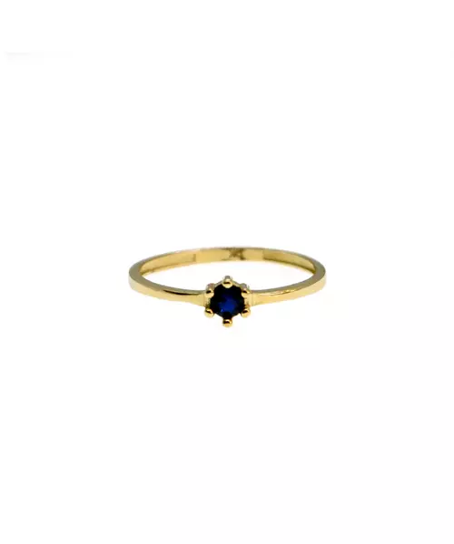 9ct Gold Ring - One Blue Stone