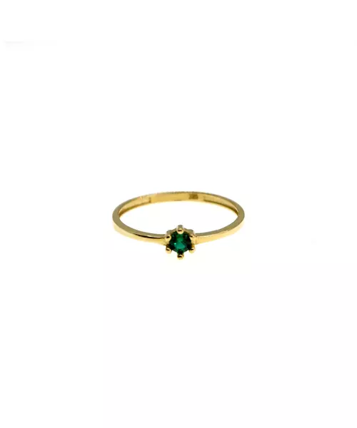 9ct Gold Ring - One Green Stone