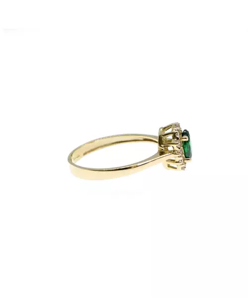 9ct Gold Ring - Diana with Green stone