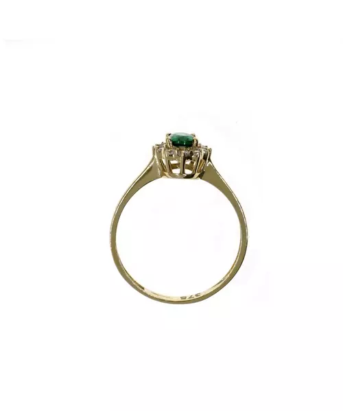 9ct Gold Ring - Diana with Green stone