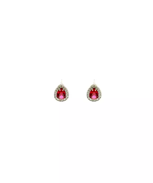 9ct White Gold Earrings -  Pink central stone