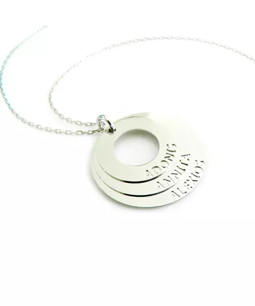 Circles of Love - 3 Names Glossy - 18ct White Gold