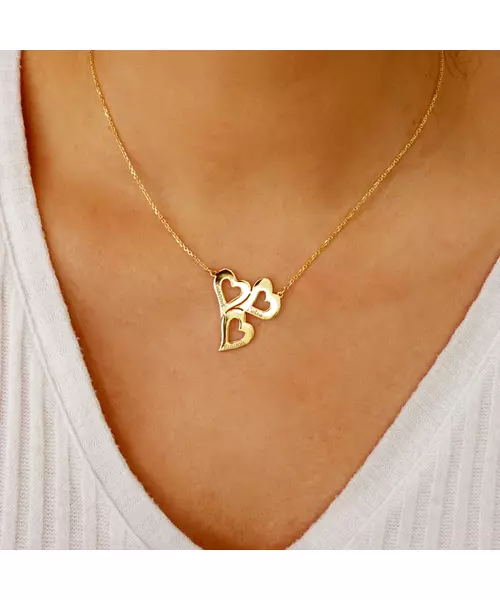 Name Necklace on Hearts - 3 Names - 9ct Rose Gold