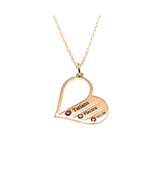 Name Necklace on Heart- Silver 925 with Zircons