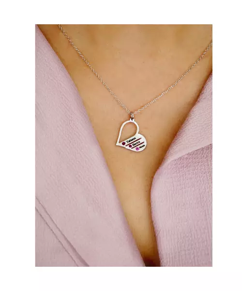 Name Necklace on Heart- Silver 925 with Zircons