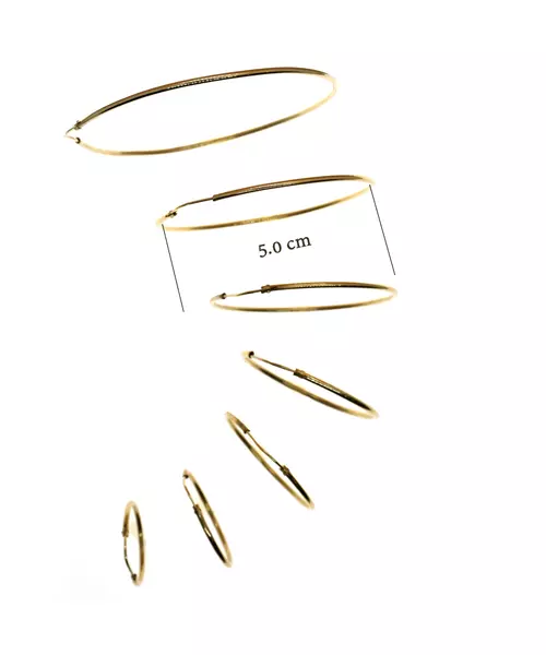 9ct Gold Hoops - Plain 5.00 cm