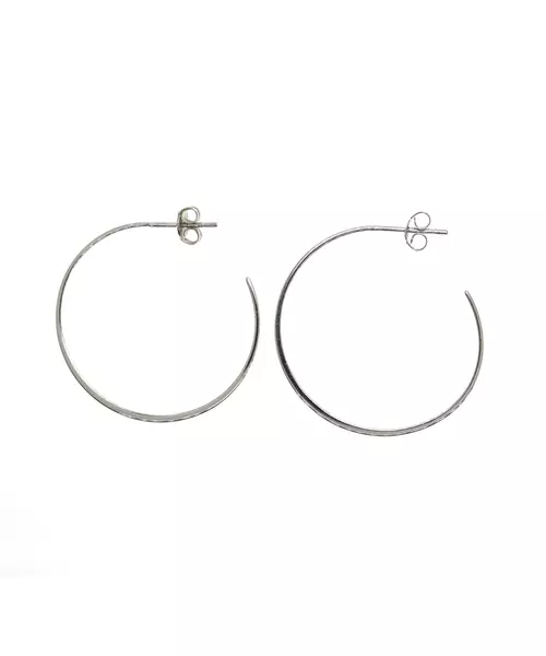 Stud Hoops Very thin 3.0 cm - Silver 925